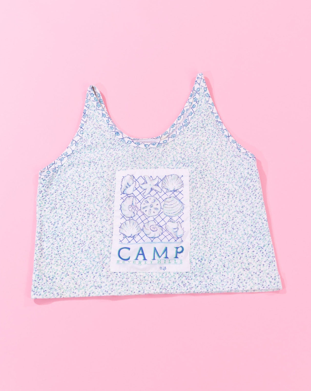 Rare Vintage 80s Camp Beverly Hills Seashell Crop Top/Tank