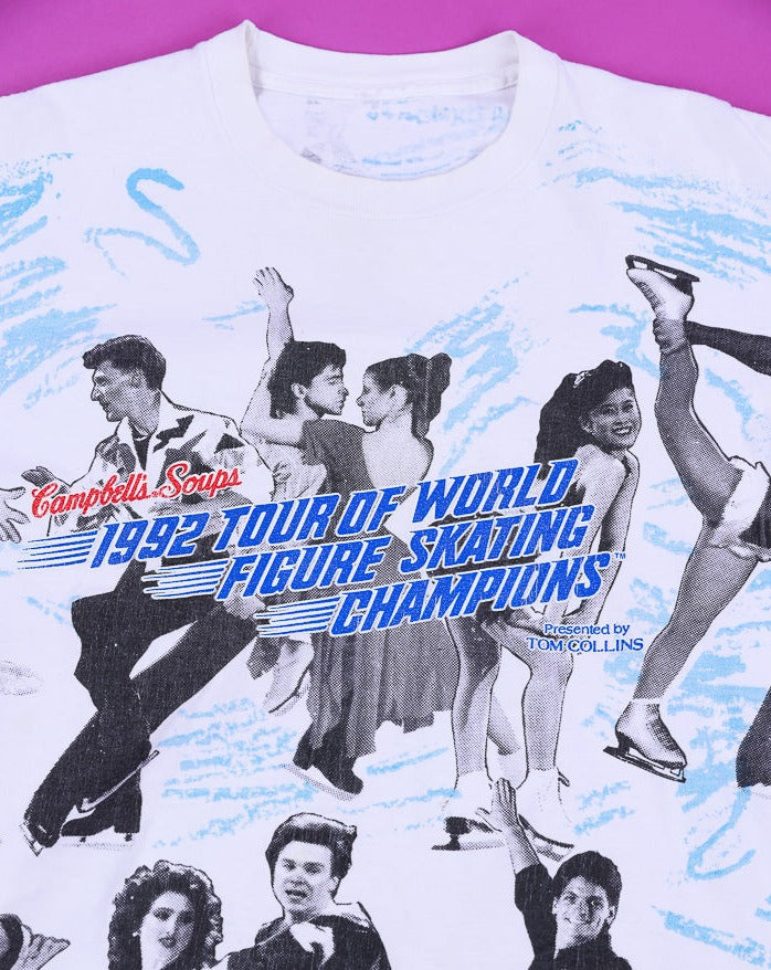 Vintage 1992 Tour World Figure Skating All Over Print T-shirt