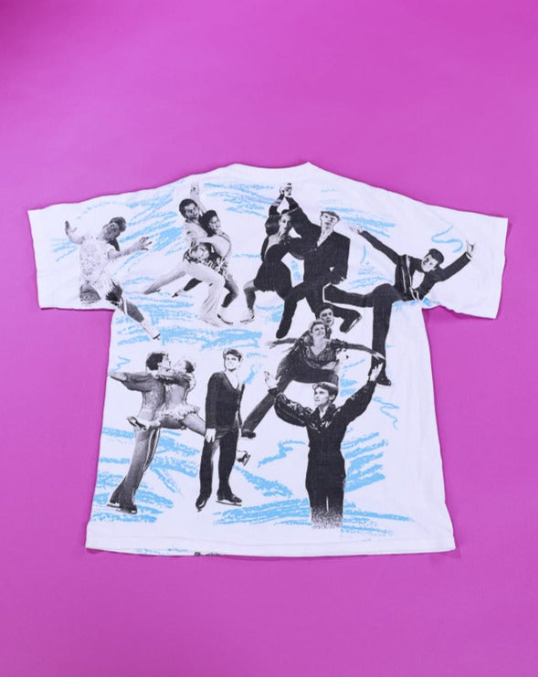 Vintage 1992 Tour World Figure Skating All Over Print T-shirt