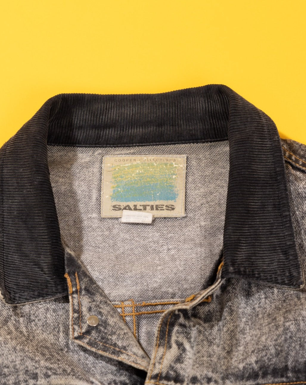 Vintage 80s/90s Salties Black Acid Wash Denim Jacket