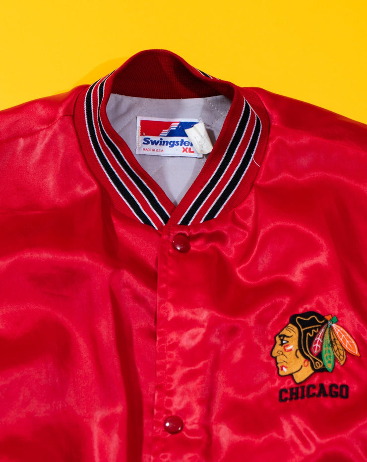 Vintage Chicago Blackhawks Starter Jacket 80s 90s NHL Satin 