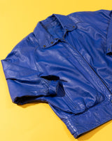 Vintage 80s Comint Blue Leather Jacket