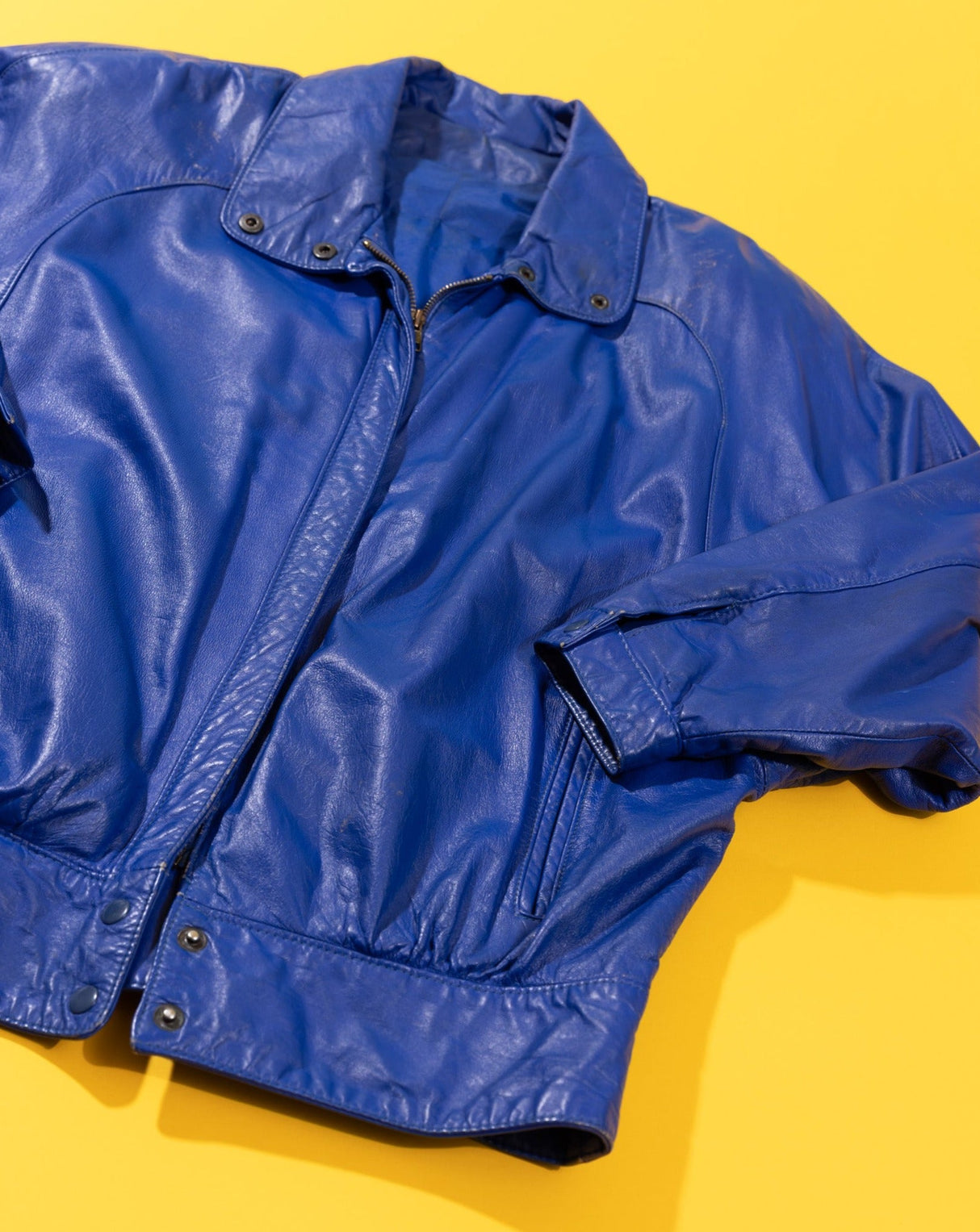 Vintage 80s Comint Blue Leather Jacket