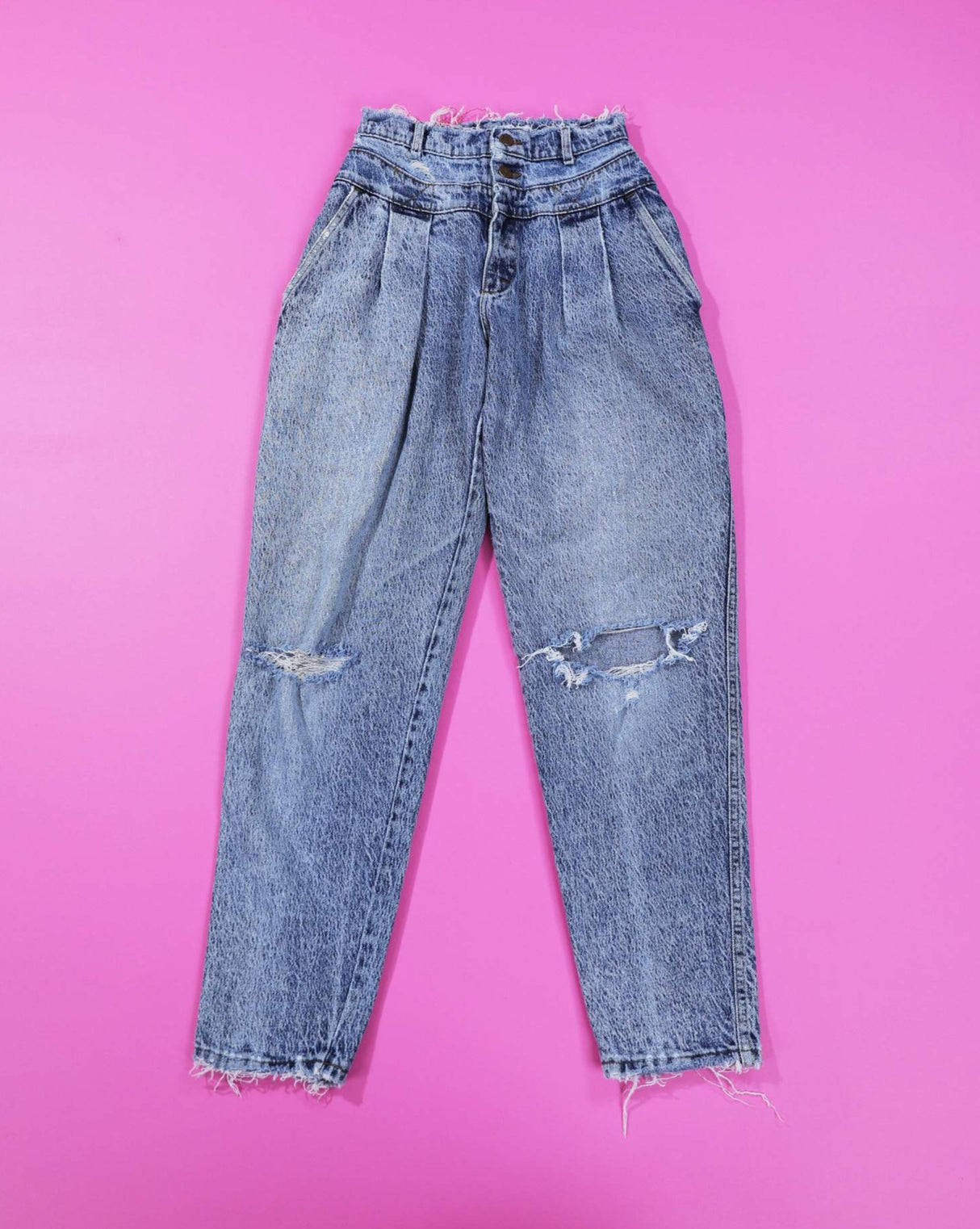 Vintage 80s Lee Acid Washed Distressed Mom Jeans